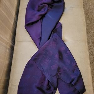 Navy and purple silk scarf 68"x17"